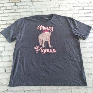 Merry Pigmas Mens T Shirt 3XL Gray Blue Pig Christmas Tee